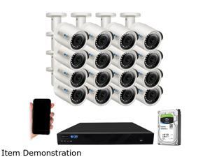 GW Built-in microphone PoE IP Security System, 16CH 4K H.265 NVR with 16x 5MP 1920P IP Camera, Day/Night Weather Proof, Video Audio Power All Thru One Ethernet Cable, 4TB