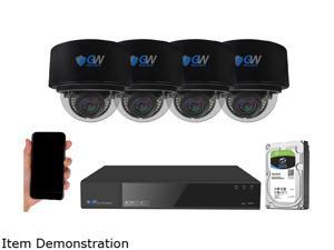 GW Security 8 Channel 4K NVR 8MP (3840x2160) H.265+ IP PoE AI Security Camera System with 4 UHD 4K 2.8-12mm Varifocal Zoom Outdoor/Indoor Dome Camera, Face Recognition, Intelligence Analytics