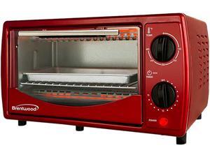 Brentwood TS-345R Stainless Steel 4 Slice Toaster Oven, Ruby Red