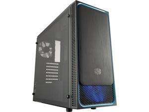 Cooler Master MasterBox E500L ATX Mid-Tower w/ Front Sliding Brushed Panel, Blue Accent Trim, Transparent Acrylic Side Panel and Blue LED Fans Cooler Master MasterBox E500L ATX Mid-Tower w/ Front Sliding Brushed Panel, Blue Accent Trim, Transparent Acrylic Side Panel and Blue LED Fans