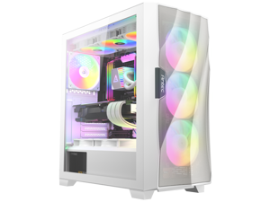 Antec Dark League DF700 FLUX, Mid Tower ATX Gaming Case, FLUX Platform, 5 x 120mm Fans Included, ARGB & PWM Fan Controller, Tempered Glass Side Panel, Three-Dimensional Wave-Shaped Mesh Front (White)