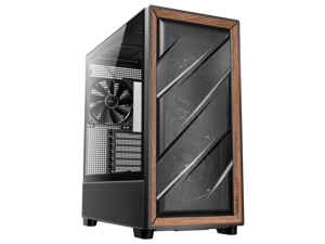Antec FLUX Wood, 5 x PWM Fans Included, High-Airflow Front Panel With Walnut Wood, Type-C, 420mm Radiator & Back Connect Motherboard Support, Up to 9 Fans Simultaneously, Mid-Tower E-ATX PC Case