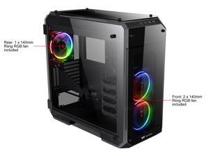 Thermaltake View 71 RGB 4-Sided Tempered Glass Vertical GPU Modular E-ATX Gaming Full Tower Computer Case with 3 RGB LED Riing Fan Pre-installed CA-1I7-00F1WN-01 Thermaltake View 71 RGB 4-Sided Tempered Glass Vertical GPU Modular E-ATX Gaming Full Tower Computer Case with 3 RGB LED Riing Fan Pre-installed CA-1I7-00F1WN-01