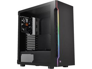 Thermaltake H200 Tempered Glass RGB Light Strip ATX Mid Tower Case with One 120mm Rear Fan Pre-Installed