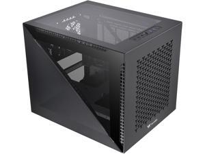 Thermaltake Divider 200 TG Air Front Mesh Black Edition Triangular Tempered Glass Side Panel Micro-ATX Computer Case with Pre-installed 200mm Front Fan + 120mm Rear Fan CA-1V1-00S1WN-01