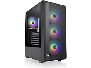 Thermaltake S200 Plus TG ARGB Black ATX Tempered Glass Mid Tower Gaming Computer Chassis with 120mm ARGB Lite Front Fan Pre-Installed CA-1X2-00M1WN-01