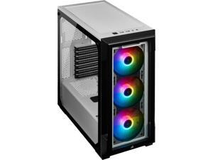 CORSAIR iCUE 220T RGB Tempered Glass Mid-Tower Smart Case, White (CC-9011191-WW)