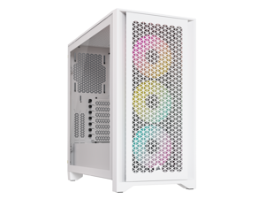 CORSAIR iCUE 4000D RGB AIRFLOW Mid-Tower Case, True White - 3x AF120 RGB ELITE White Fans - iCUE Lighting Node PRO Controller - High-airflow Design