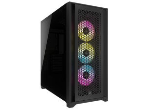 CORSAIR iCUE 5000D RGB AIRFLOW Mid-Tower Case, Black - 3x AF120 RGB ELITE Fans - iCUE Lighting Node PRO Controller - High-airflow Design