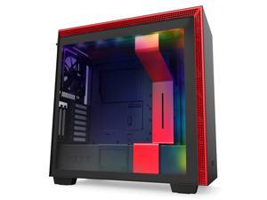 NZXT H710i - ATX Mid Tower PC Gaming Case - Front I/O USB Type-C Port - Quick-Release Tempered Glass Side Panel - Vertical GPU Mount - Integrated RGB Lighting - Water-Cooling Ready - Black/Red