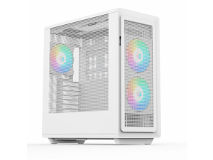 Rosewill Helium Air Mid Tower E-ATX Gaming Case, Mesh Panel, Tool-less, High-Airflow, Cable Management System, USB 3.1, included  2x 160mm & 1x 140mm PWM ARGB Fan, White