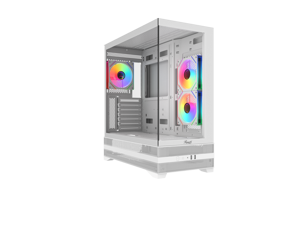 Rosewill ACA501 Gaming PC Case Computer Mid Tower ATX Case White with 3 Addressable RGB Fans Pre-Installed, Back Plug Motherboard Design, Tempered Glass Transparent Side Panel