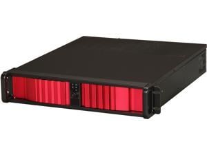 iStarUSA D-200SEA-RD Black Aluminum / Steel 2U Rackmount Server Case - Red Bezel