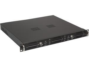 Athena Power RM-1U100DD308 Black Aluminum Front Panel and 1.2mm Steel 1U Rackmount Server Case