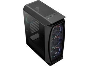 AeroCool Aero One Eclipse Black High-performance Mid Tower Case with Full Tempered Glass Side Panel and 4 Addressable RGB Fan AeroCool Aero One Eclipse Black High-performance Mid Tower Case with Full Tempered Glass Side Panel and 4 Addressable RGB Fan