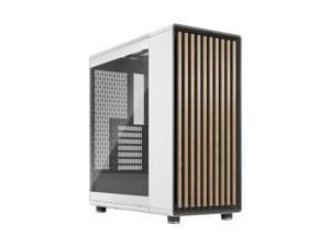 Fractal Design North ATX mATX Mid Tower PC Case  North Chalk White with Oak Front and Clear TG Side Panel