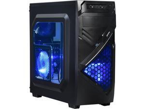 DIYPC Alnitak-BK Black USB 3.0 ATX and Micro-ATX Mid Tower Gaming Computer Case w/ 3 x 120mm Blue Fans (Pre-installed)