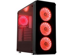 DIYPC Vanguard-RGB Black Dual USB3.0 Steel/ Tempered Glass ATX Mid Tower Gaming Computer Case w/Tempered Glass Panels (Front and Both Sides) and Pre-Installed 4 x RGB LED Fans
