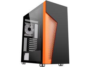 DIYPC IDX2-O-ARGB Black Steel / Tempered Glass ATX Mid Tower Computer Case with 1 x 120mm Halo ARGB LED Fan Pre-Installed