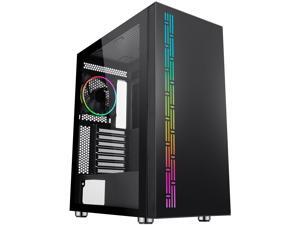 DIYPC AVVUS-BK-ARGB Black Steel / Tempered Glass ATX Mid Tower Computer Case with 1 x 120mm Halo ARGB LED Fan Pre-Installed DIYPC AVVUS-BK-ARGB Black Steel / Tempered Glass ATX Mid Tower Computer Case with 1 x 120mm Halo ARGB LED Fan Pre-Installed
