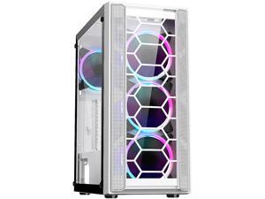 DIYPC Rainbow-Flash-F4-W White Steel / Tempered Glass ATX Mid Tower Computer Case, 4 x 120mm Autoflow Rainbow LED Fans (Pre-Installed) DIYPC Rainbow-Flash-F4-W White Steel / Tempered Glass ATX Mid Tower Computer Case, 4 x 120mm Autoflow Rainbow LED Fans (Pre-Installed)