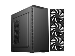 DIYPC  DIY-S05-BK Black USB3.0 Steel  ATX Mid Tower Computer Case, 3 x120mm Black Fan (2 x front, 1x Rear Pre-Installed)