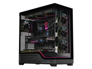 DIYPC IDX5-BK-ARGB Black Dual USB3.0/Type C Tempered Glass ATX Gaming Computer Case w/ Frameless Dual Tempered Glass Panel and 4 x ARGB PWM Ring Fans and Integrated ARGB Lighting Bar (Pre-Installed)