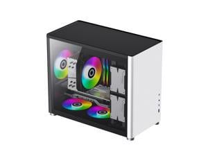 GAMEMAX Spark White Steel / Tempered Glass Micro ATX Tower Computer Case w/ Dual Tempered Glass Side Panel