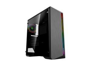 Gamemax Revolt Black USB3.0 Tempered Glass ATX Mid Tower Gaming Computer  Case w/Tempered Glass Panel and 4 x ARGB Dual Ring LED Fan (Pre-Installed)  