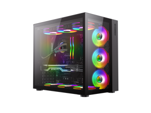 Gamemax Infinity BK Black USB3.0 /Type C Tempered Glass ATX Mid Tower Gaming Computer Case w/ Dual Tempered Glass Panels  (Fans Not Included)