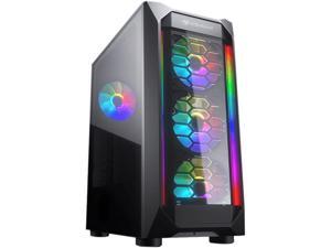 COUGAR MX410-G RGB Black ATX Mid Tower Powerful Airflow and Compact Mid-Tower Case with Tempered Glass