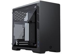 MetallicGear Neo Mini V2 Series Mini-ITX Case, Compact Chassis, Compact Chassis, Sand Blasted Aluminum, Tempered Glass Panel, Liquid Cooling Ready - Black