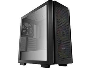 DeepCool CG560 Mid-Tower ATX Case, Mesh Front Panel for High Airflow, Three Pre-Installed 120mm ARGB fans, 140mm Rear Black Fan, Tempered Glass, Black