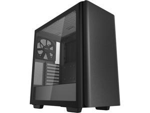 DeepCool CK500 Mid-Tower ATX Case, Full-Size Tempered Glass Window, Two Pre-Installed 140mm Airflow Fans, E-ATX Motherboard Support, Front I/O USB Type-C, Black