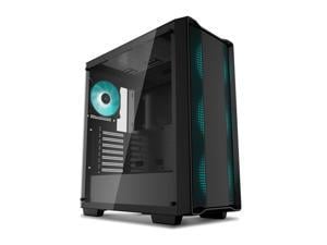 DeepCool CC560 Mid-Tower ATX PC Case, 4x Pre-Installed 120mm LED Fans, Tempered Glass Side Panel, Black