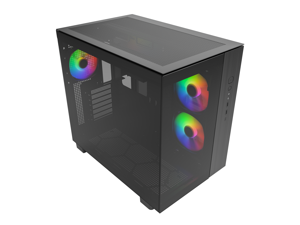 MONTECH KING 65 PRO ATX Mid Tower Gaming PC Case, Dual Chamber, High Airflow Mesh Panels, Supports RTX 40 Series, 3 Pre-Installed ARGB Fans, Tool-Free Access, Tinted Glass - Black