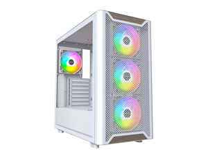 MONTECH XR Wood,Genuine Black Walnut Front, ATX Mid-Tower PC Gaming Case, Glass Side Panel, 4 x 120mm GF120 ARGB PWM Fans Pre-Installed , White