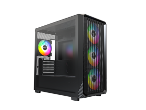 MONTECH X5M - Micro ATX Gaming PC Case, High Airflow, 4x120mm ARGB Fans Pre-installed, Glass Side Panel, Carbon Fiber Print Accents, Black MONTECH X5M - Micro ATX Gaming PC Case, High Airflow, 4x120mm ARGB Fans Pre-installed, Glass Side Panel, Carbon Fiber Print Accents, Black
