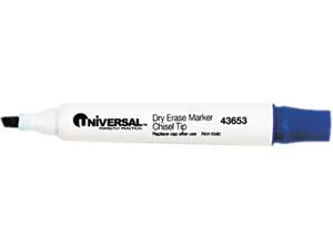 Universal Dry Erase Whiteboard Markers, Chisel Tip, Blue, Dozen, DZ - UNV43653