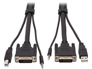 Tripp Lite P784-010 DVI KVM Cable Kit, 3 in 1 - DVI, USB, 3.5 mm Audio (3xM/3xM), 1080p, 10 ft., Black