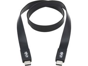 Tripp Lite U420-003-G2-FL 3 ft. Black USB-C Flat Cable (M/M) - USB 3.1 Gen 2 (10 Gbps), Thunderbolt 3 Compatible, Black, 3 ft. (0.9 m)
