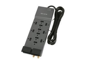 BELKIN BE112230-08 8 Feet 12 Outlets 3780 Joules Surge Protector with Telephone and Coaxial Protection