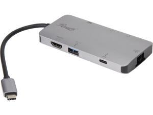 Rosewill RC-UC-M8 USB C Hub, 8-In-1 Type C Hub with Ethernet Port, 4K USB C to HDMI, 3 USB 3.0 Ports, SD/TF Card Reader, USB-C Power Delivery, Portable for Mac Pro and Other Type C Laptops