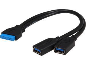 Rosewill EA-U3Y-8-BK USB3.0 20-pin Motherboard Header to 2 Ports Type A Female Adapter Converter Y Cable Rosewill EA-U3Y-8-BK USB3.0 20-pin Motherboard Header to 2 Ports Type A Female Adapter Converter Y Cable