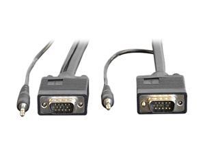 TRIPP LITE 10 ft. SVGA/VGA Monitor Cable HD15M to HD15M w/Built-in 3.5mm Audio Connectors P504-010