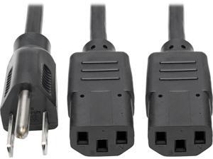 Tripp Lite Universal Power Extension Cord Y Splitter Cable (NEMA 5-15P to 2x IEC-320-C13), 6-ft. (P006-006-2)
