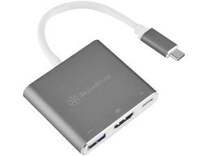 SilverStone USB Type-C Multi-purpose Hub with USB Type-A, USB Type-C, and HDMI, Charcoal Gray (EP08C)