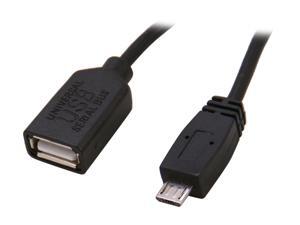 SYBA CL-CAB20125 Black Micro-USB B 5-pin Male to Standard Type-A Female Adapter Cable SYBA CL-CAB20125 Black Micro-USB B 5-pin Male to Standard Type-A Female Adapter Cable