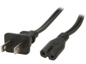 C2G 27398 18 AWG 2-Slot Non-Polarized Power Cord - NEMA 1-15P to IEC320C7, TAA Compliant, Black (6 Feet, 1.82 Meters)