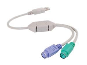 C2G 27225 USB to PS/2 Keyboard/Mouse Adapter Cable, Beige (1 Foot, 0.30 Meters)